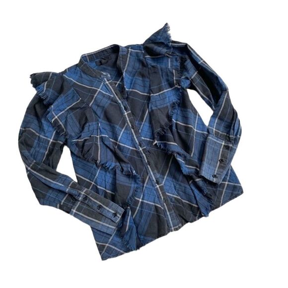 Anthropologie Western Plaid Ruffle Button Down - Picture 1 of 5